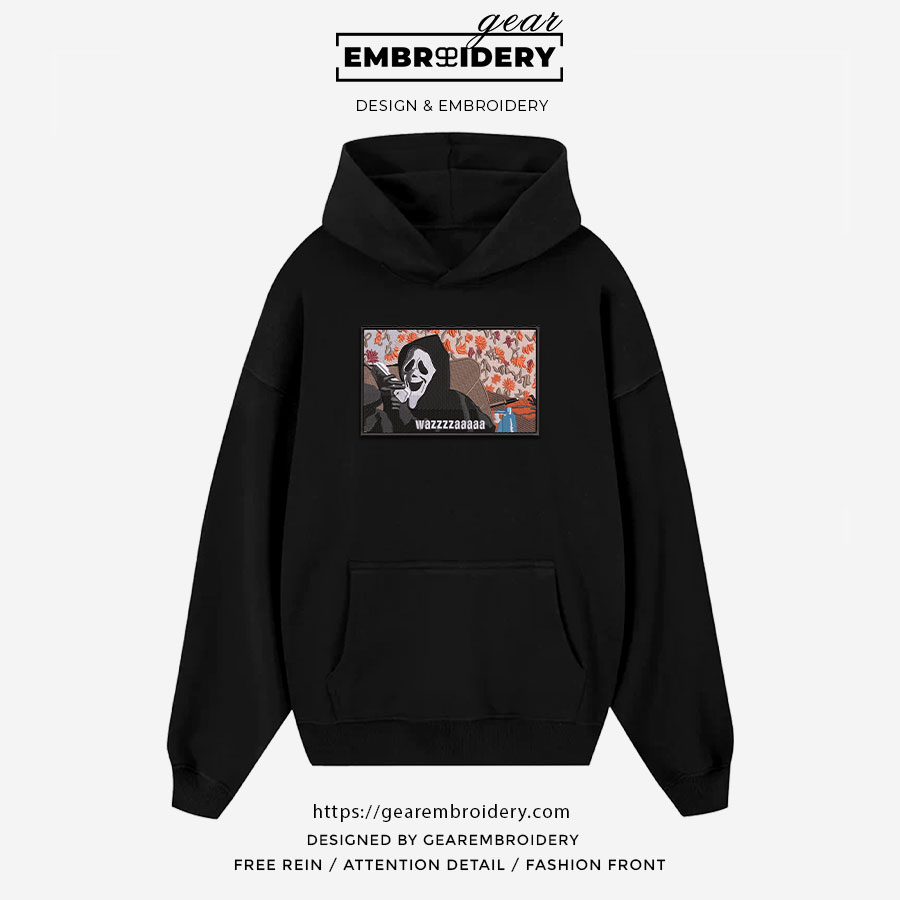 Ghostface wazza scream Embroidered Personalized Embroidered T Shirt Sweatshirt Hoodie Clothing MS024