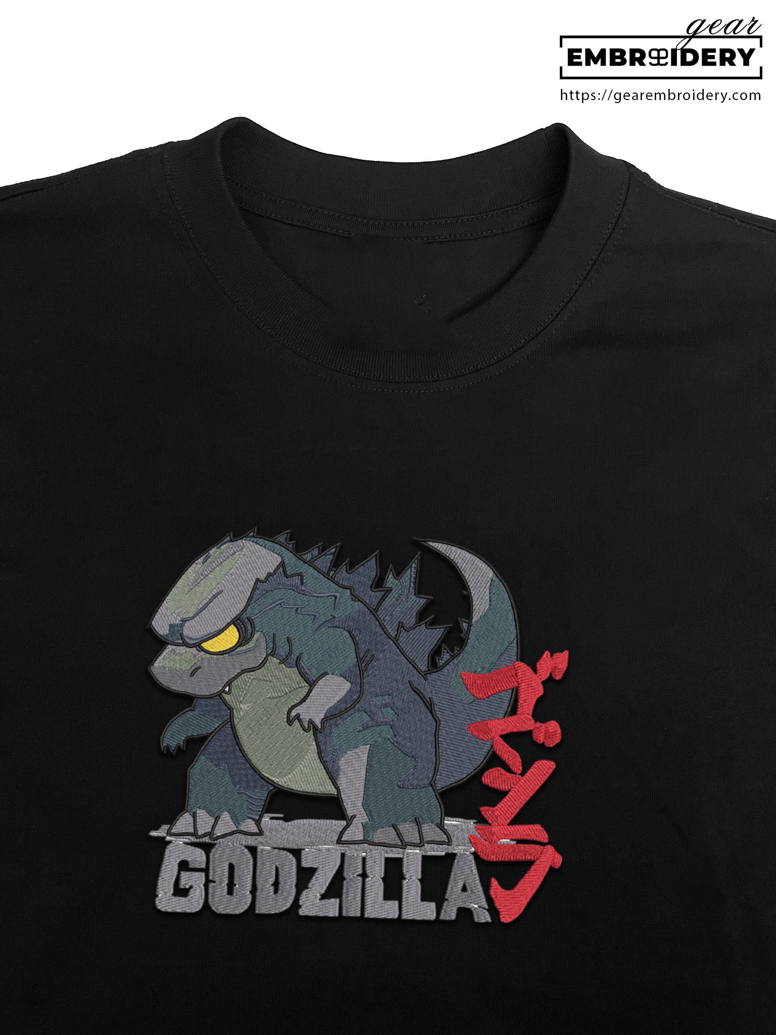 Godzilla chibi godzilla Embroidered Personalized Embroidered T Shirt Sweatshirt Hoodie Clothing MS025