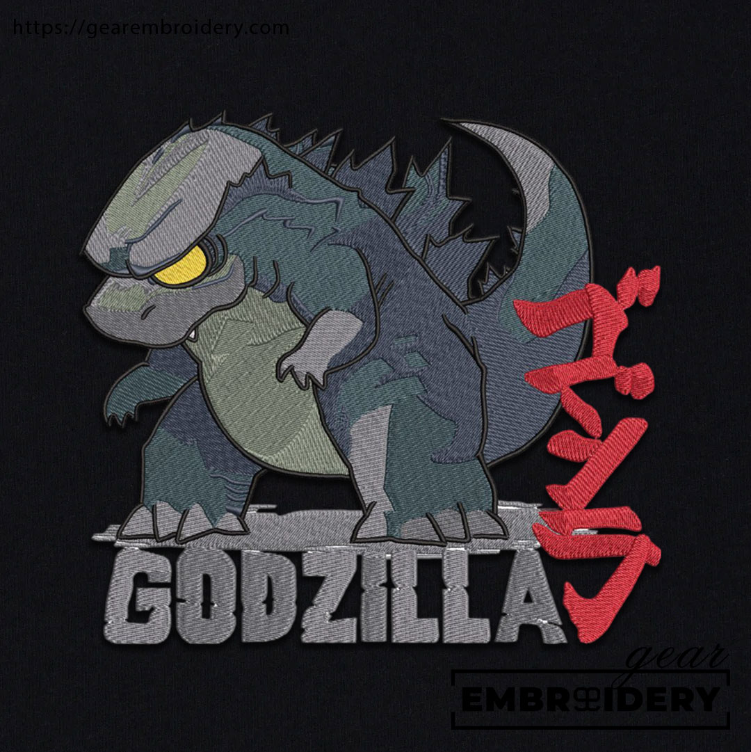 Godzilla chibi godzilla Embroidered Personalized Embroidered T Shirt Sweatshirt Hoodie Clothing MS025