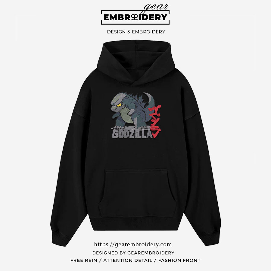 Godzilla chibi godzilla Embroidered Personalized Embroidered T Shirt Sweatshirt Hoodie Clothing MS025