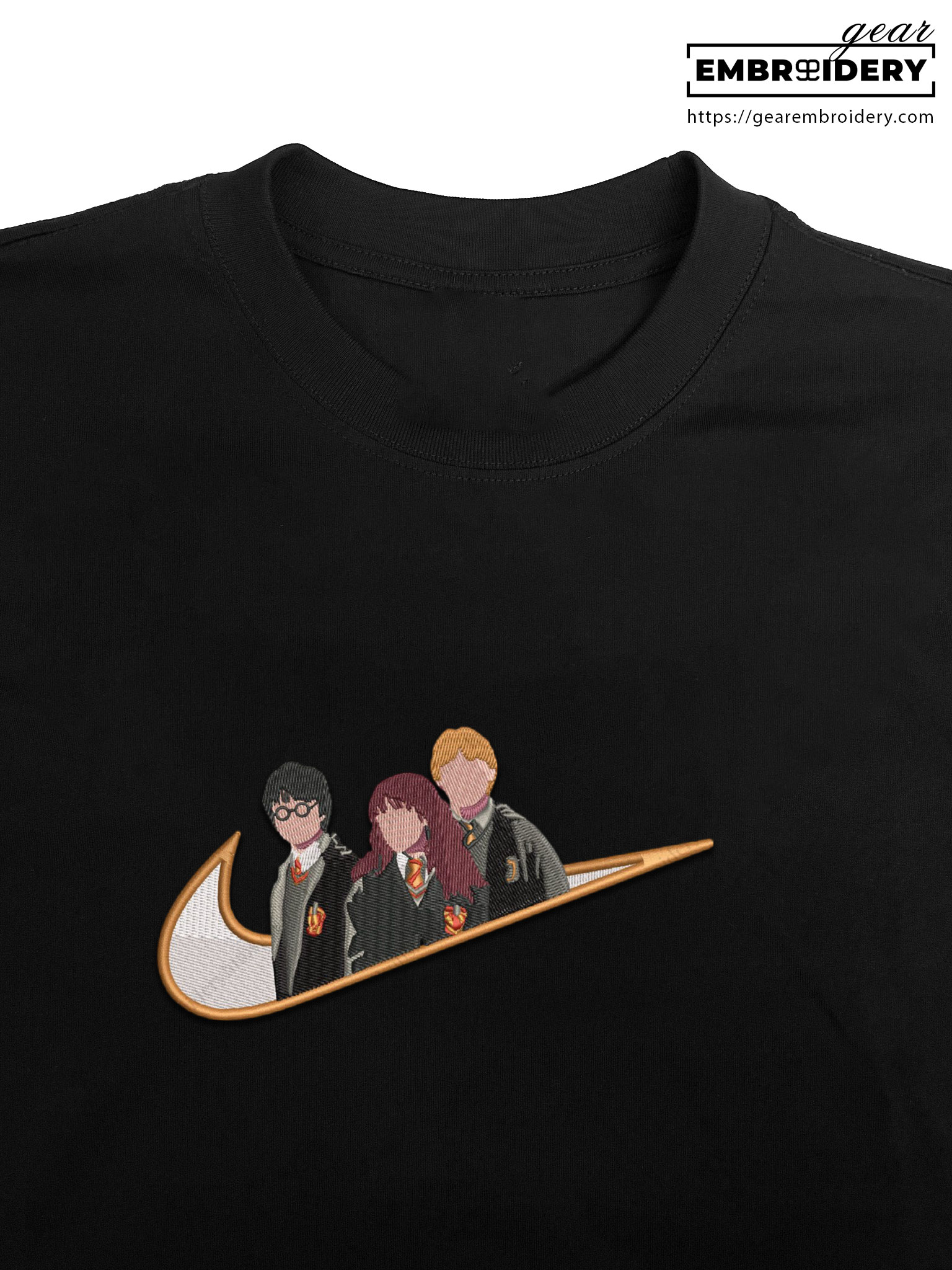 Harry potter trio swoosh harry potter Embroidered Personalized Embroidered T Shirt Sweatshirt Hoodie Clothing MS032