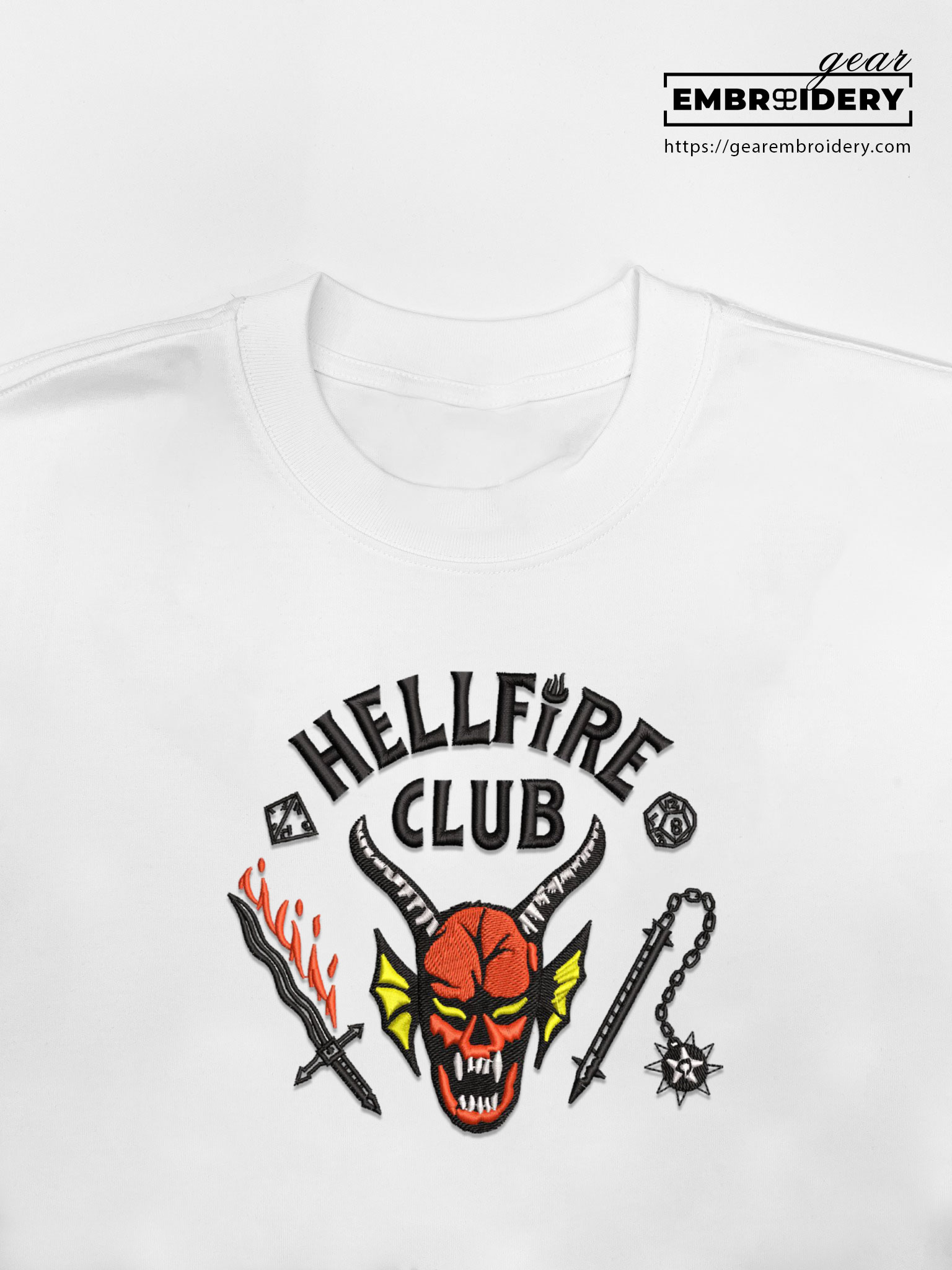 Hell-fire club stranger things Embroidered Personalized Embroidered T Shirt Sweatshirt Hoodie Clothing MS036