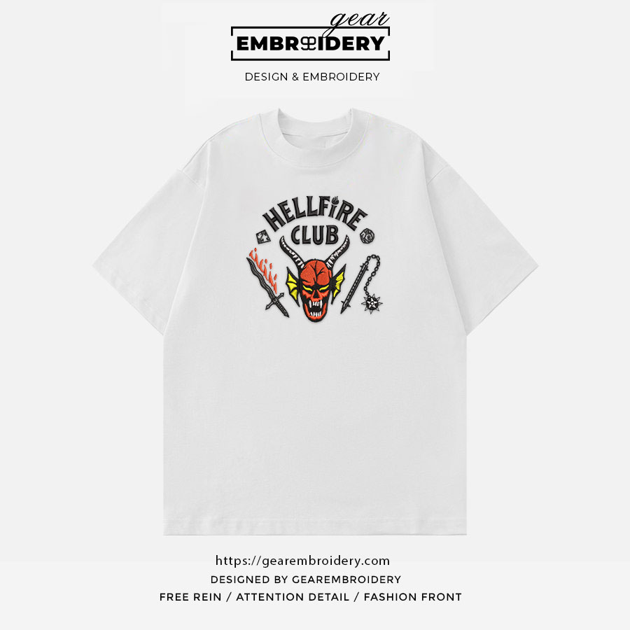 Hell-fire club stranger things Embroidered Personalized Embroidered T Shirt Sweatshirt Hoodie Clothing MS036