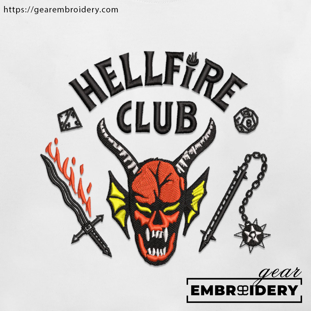 Hell-fire club stranger things Embroidered Personalized Embroidered T Shirt Sweatshirt Hoodie Clothing MS036