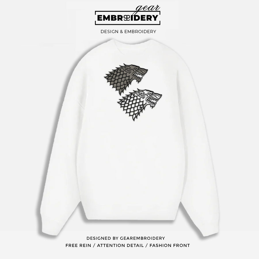 House starks logo game of thrones Embroidered Personalized Embroidered T Shirt Sweatshirt Hoodie Clothing MS040