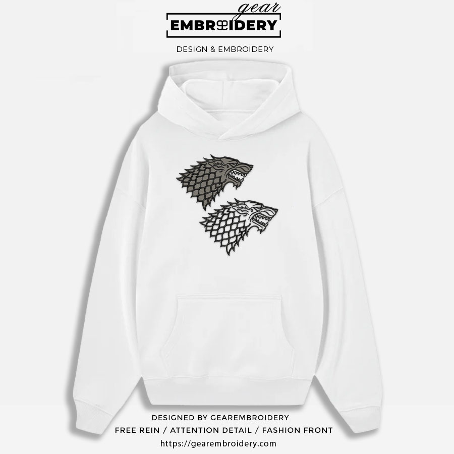 House starks logo game of thrones Embroidered Personalized Embroidered T Shirt Sweatshirt Hoodie Clothing MS040