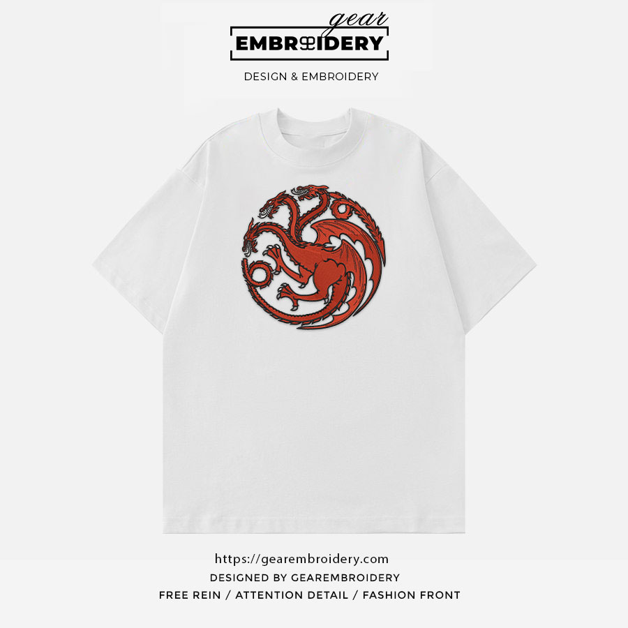 House targaryen logo game of thrones Embroidered Personalized Embroidered T Shirt Sweatshirt Hoodie Clothing MS041