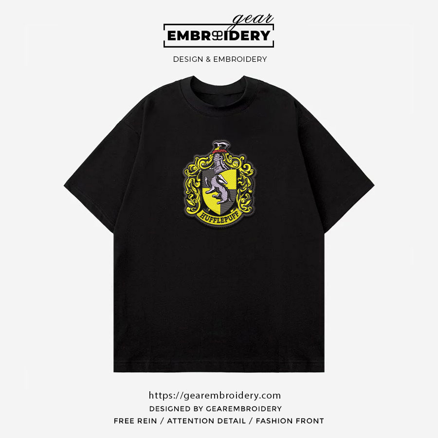 Hufflepuff logo harry potter Embroidered Personalized Embroidered T Shirt Sweatshirt Hoodie Clothing MS042