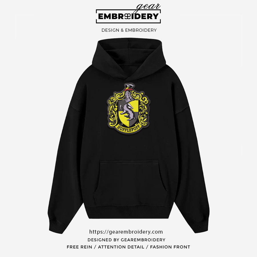 Hufflepuff logo harry potter Embroidered Personalized Embroidered T Shirt Sweatshirt Hoodie Clothing MS042