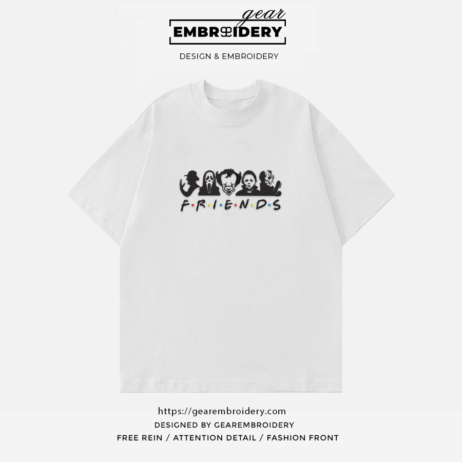 Scary friends friends Embroidered Personalized Embroidered T Shirt Sweatshirt Hoodie Clothing MS052