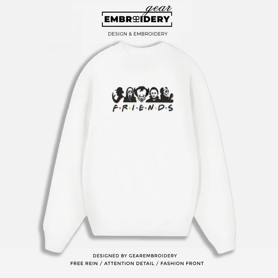 Scary friends friends Embroidered Personalized Embroidered T Shirt Sweatshirt Hoodie Clothing MS052