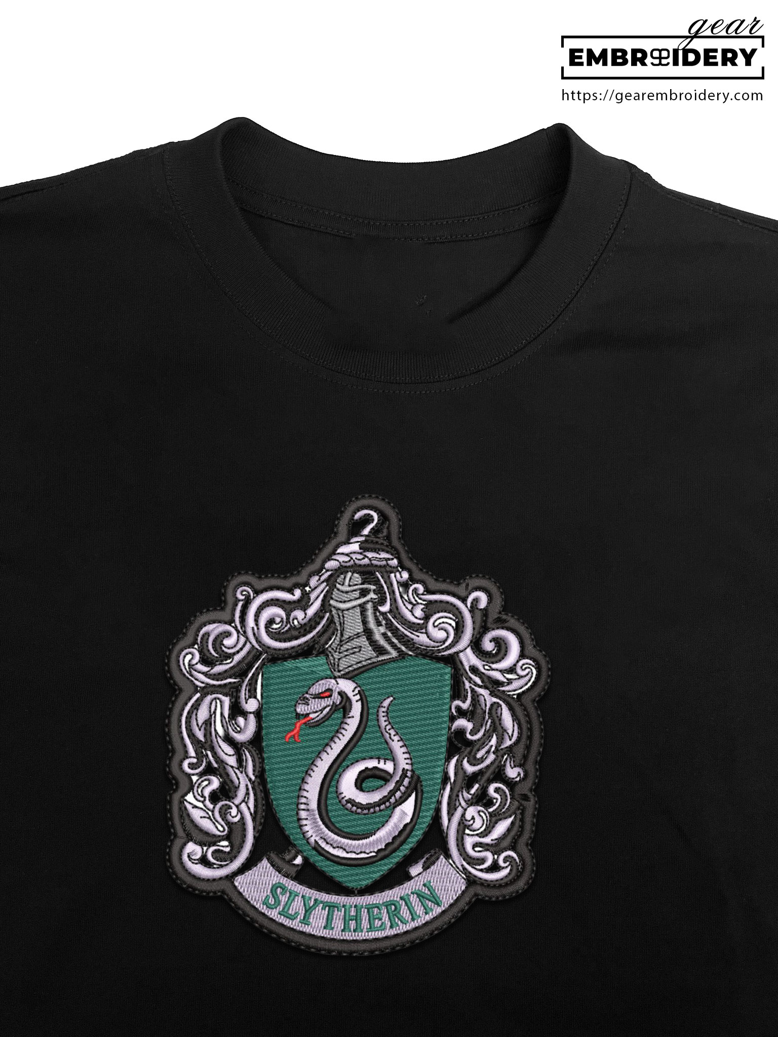 Slytherin logo harry potter Embroidered Personalized Embroidered T Shirt Sweatshirt Hoodie Clothing MS053