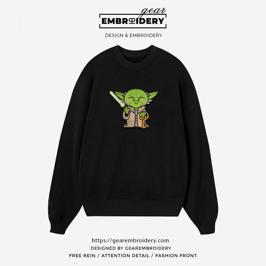 Yoda star wars Embroidered Personalized Embroidered T Shirt Sweatshirt Hoodie Clothing MS066