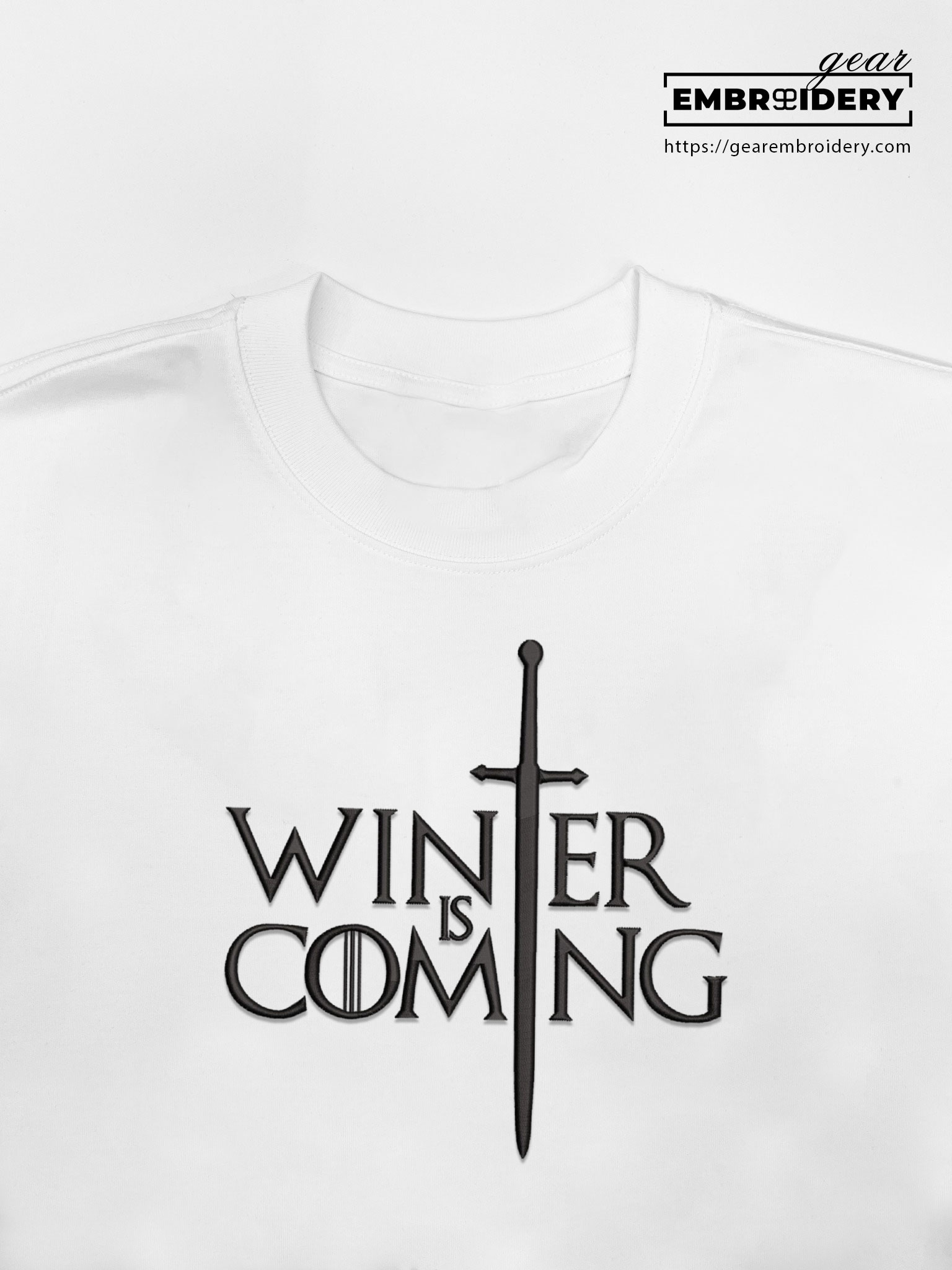 Winter is coming game of thrones Embroidered Personalized Embroidered T Shirt Sweatshirt Hoodie Clothing MS064