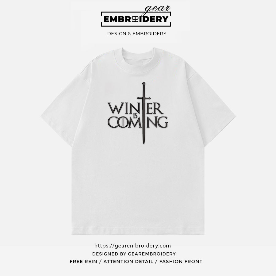 Winter is coming game of thrones Embroidered Personalized Embroidered T Shirt Sweatshirt Hoodie Clothing MS064