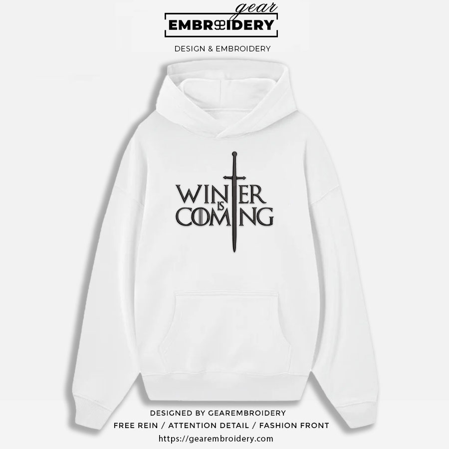 Winter is coming game of thrones Embroidered Personalized Embroidered T Shirt Sweatshirt Hoodie Clothing MS064