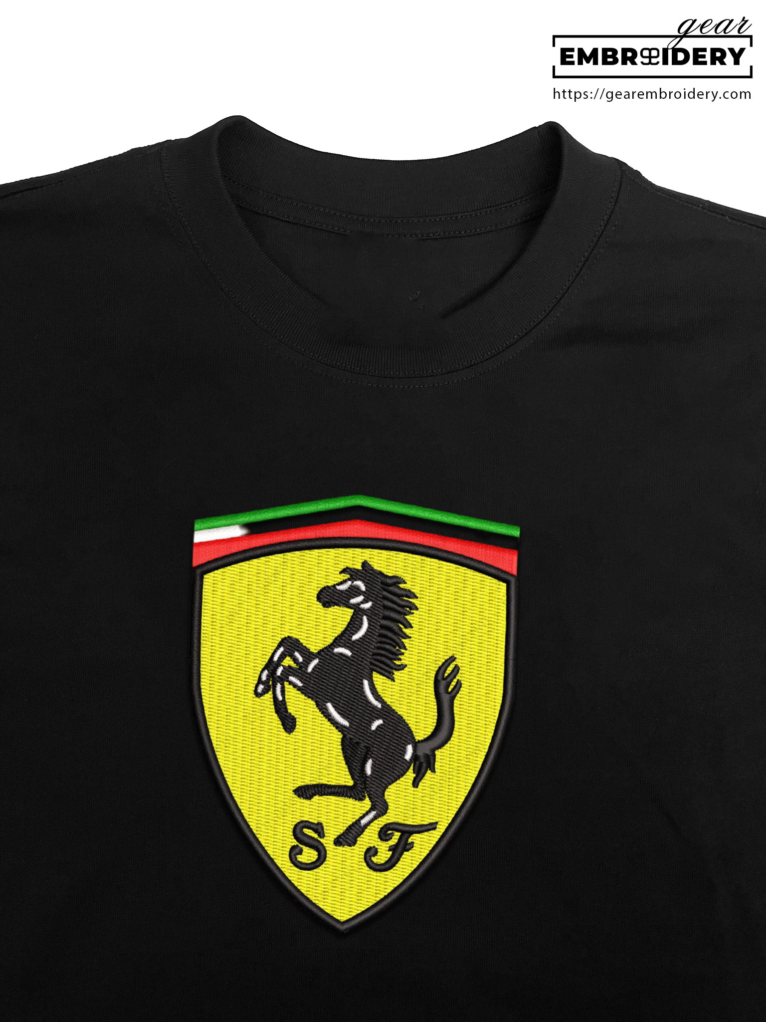Ferrari logo Embroidered Personalized Embroidered T Shirt Sweatshirt Hoodie Clothing C020