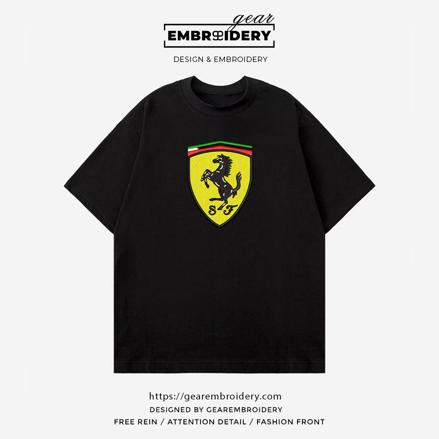 Ferrari logo Embroidered Personalized Embroidered T Shirt Sweatshirt Hoodie Clothing C020
