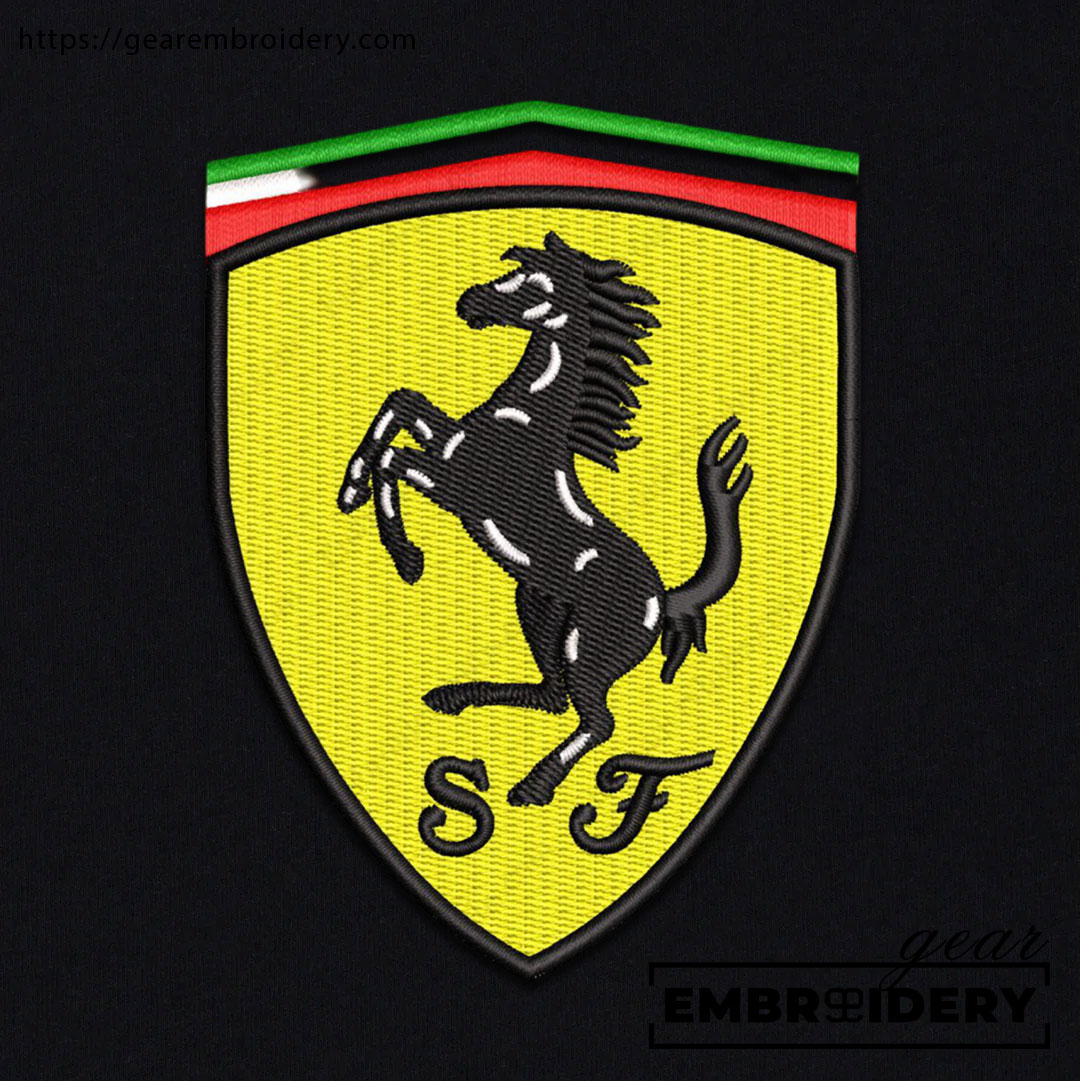 Ferrari logo Embroidered Personalized Embroidered T Shirt Sweatshirt Hoodie Clothing C020