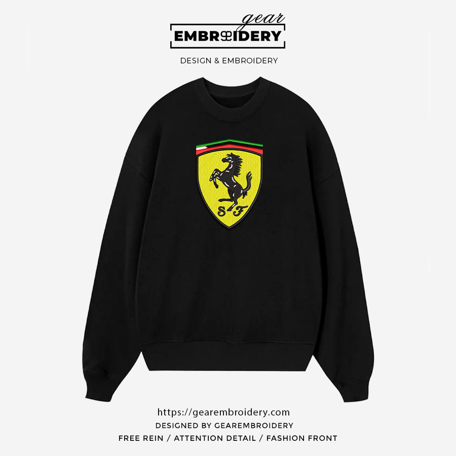 Ferrari logo Embroidered Personalized Embroidered T Shirt Sweatshirt Hoodie Clothing C020