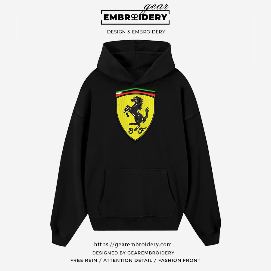 Ferrari logo Embroidered Personalized Embroidered T Shirt Sweatshirt Hoodie Clothing C020