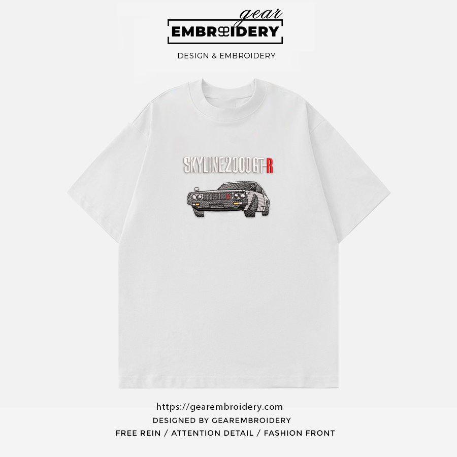 Nissan skyline 2000gtr Embroidered Personalized Embroidered T Shirt Sweatshirt Hoodie Clothing C041