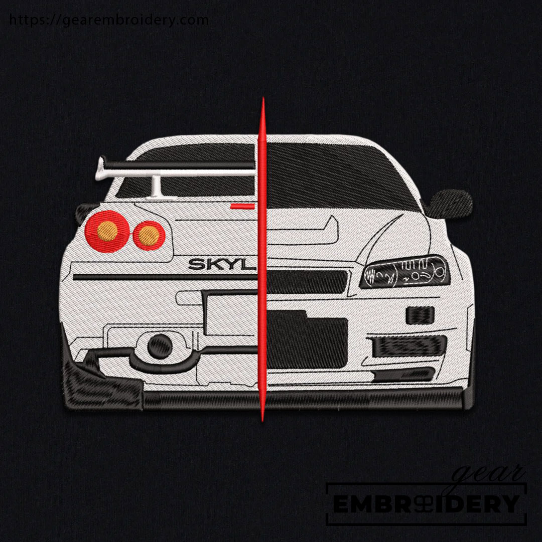 Nissan skyline r34 gtr Embroidered Personalized Embroidered T Shirt Sweatshirt Hoodie Clothing C042