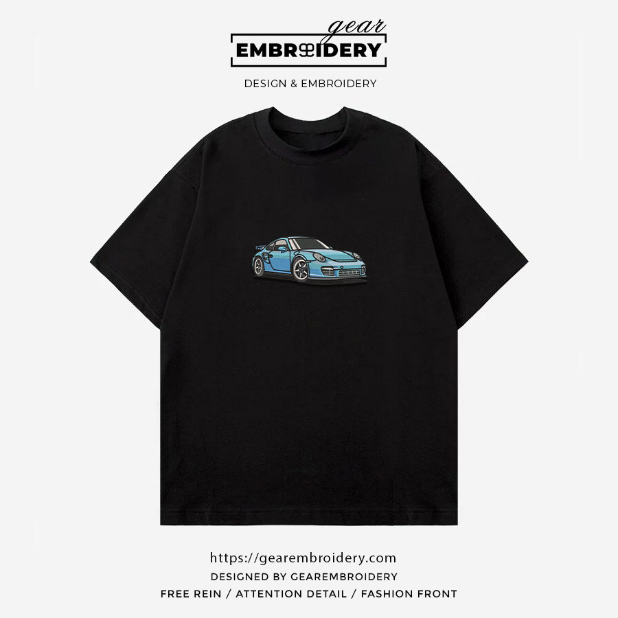 Porsche 911 blue Embroidered Personalized Embroidered T Shirt Sweatshirt Hoodie Clothing C044