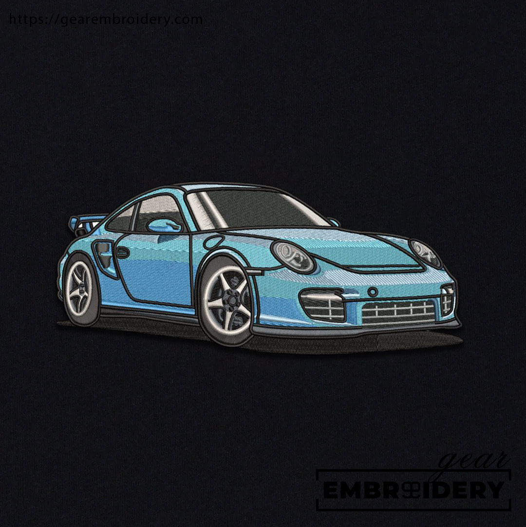 Porsche 911 blue Embroidered Personalized Embroidered T Shirt Sweatshirt Hoodie Clothing C044