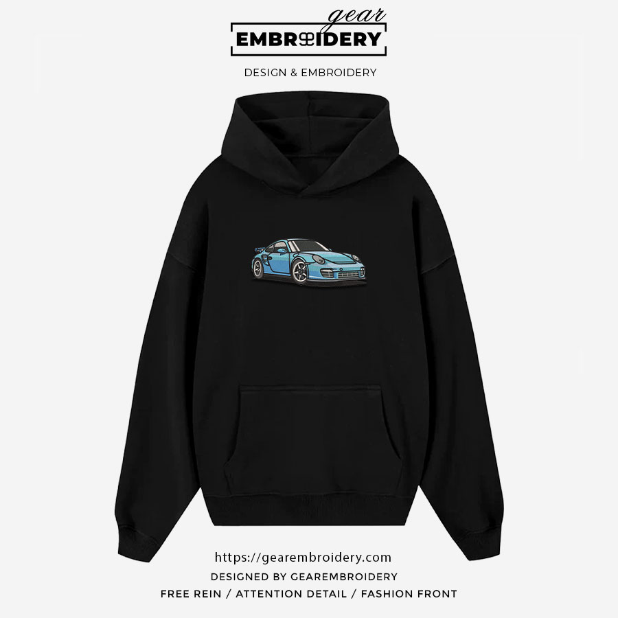 Porsche 911 blue Embroidered Personalized Embroidered T Shirt Sweatshirt Hoodie Clothing C044