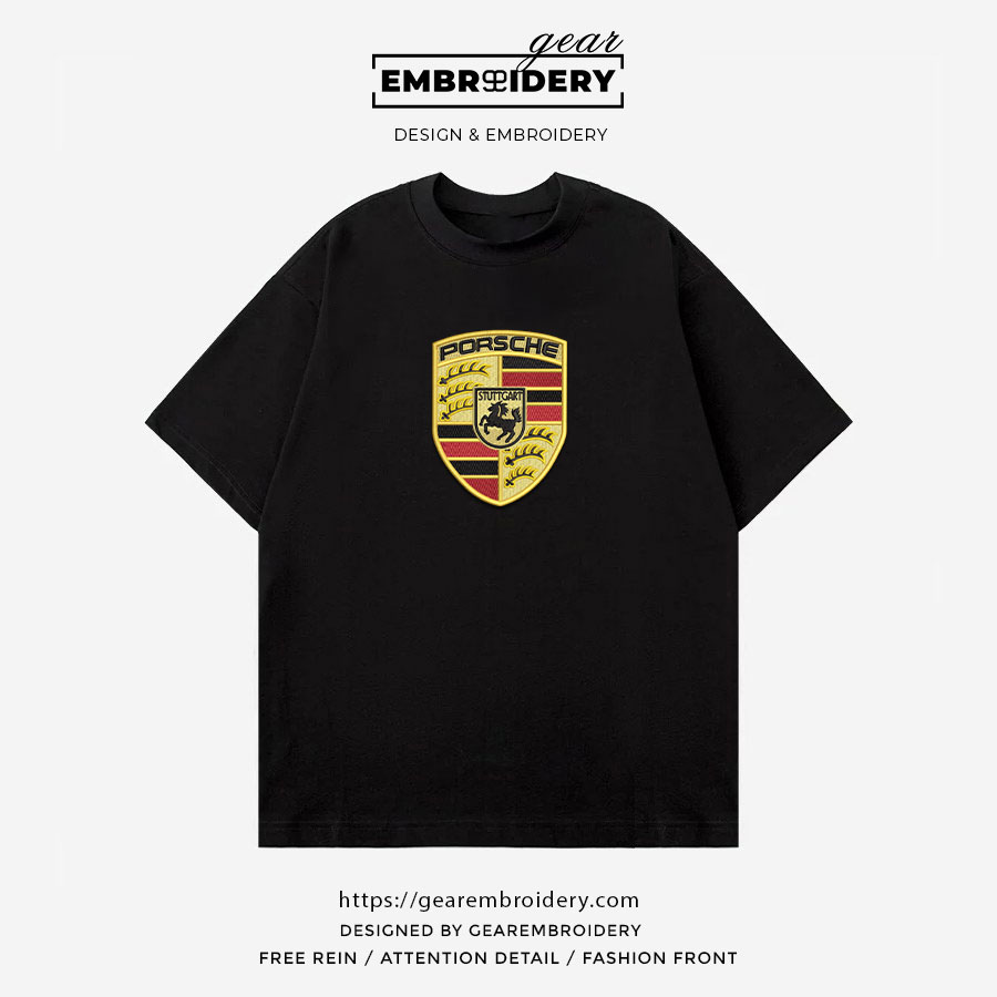 Porsche logo Embroidered Personalized Embroidered T Shirt Sweatshirt Hoodie Clothing C048