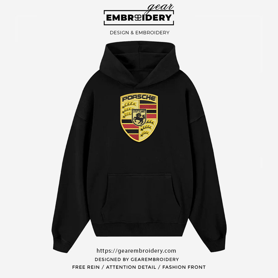 Porsche logo Embroidered Personalized Embroidered T Shirt Sweatshirt Hoodie Clothing C048