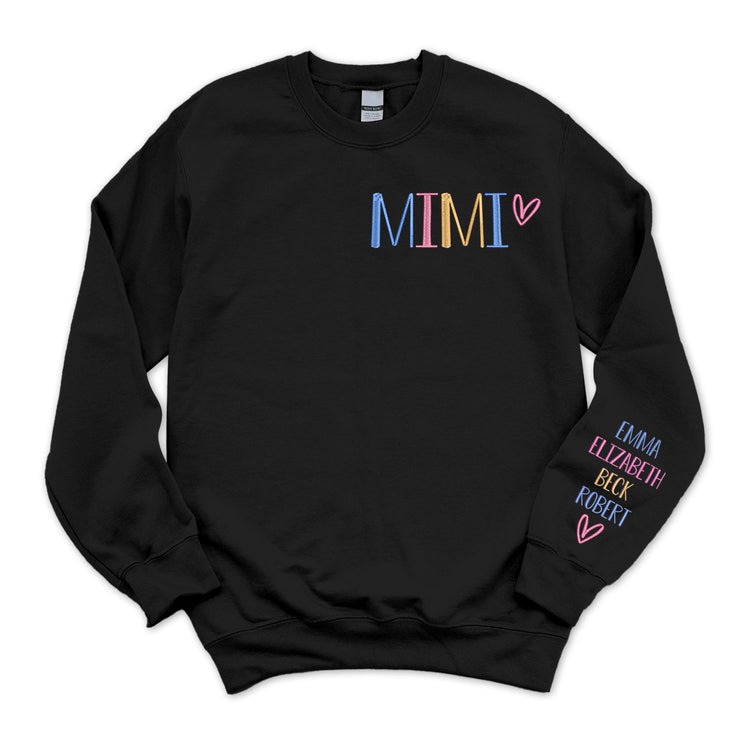 Personalized Nickname Grandma Embroidered Sweatshirt Custom Sweater Birthday Christmas Mother's Day Gift for Nana, Mimi, Mama, Mommy
