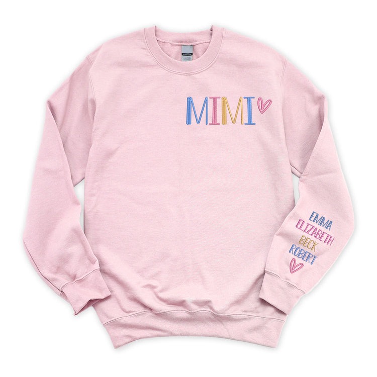 Personalized Nickname Grandma Embroidered Sweatshirt Custom Sweater Birthday Christmas Mother's Day Gift for Nana, Mimi, Mama, Mommy