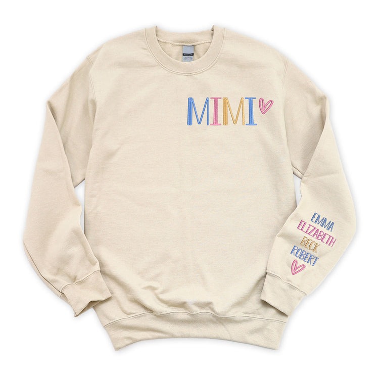 Personalized Nickname Grandma Embroidered Sweatshirt Custom Sweater Birthday Christmas Mother's Day Gift for Nana, Mimi, Mama, Mommy