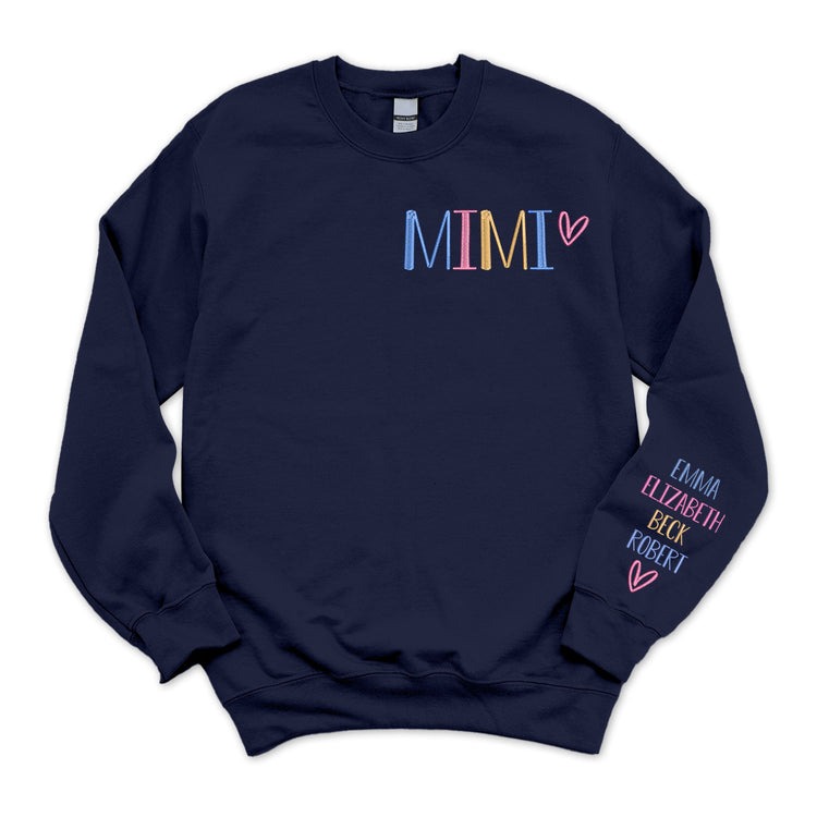 Personalized Nickname Grandma Embroidered Sweatshirt Custom Sweater Birthday Christmas Mother's Day Gift for Nana, Mimi, Mama, Mommy