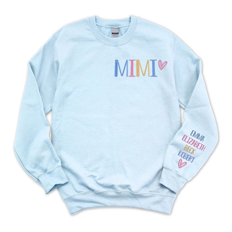 Personalized Nickname Grandma Embroidered Sweatshirt Custom Sweater Birthday Christmas Mother's Day Gift for Nana, Mimi, Mama, Mommy