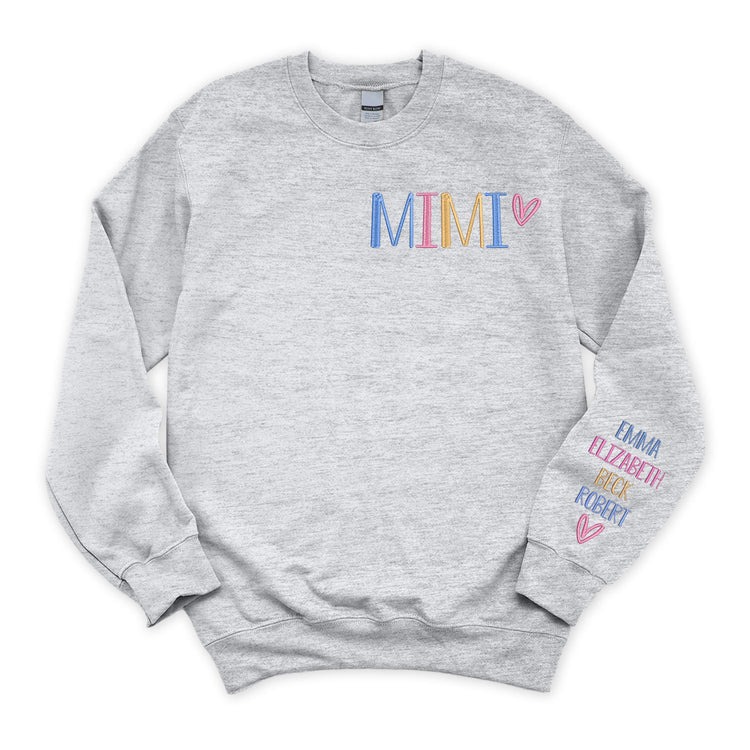 Personalized Nickname Grandma Embroidered Sweatshirt Custom Sweater Birthday Christmas Mother's Day Gift for Nana, Mimi, Mama, Mommy