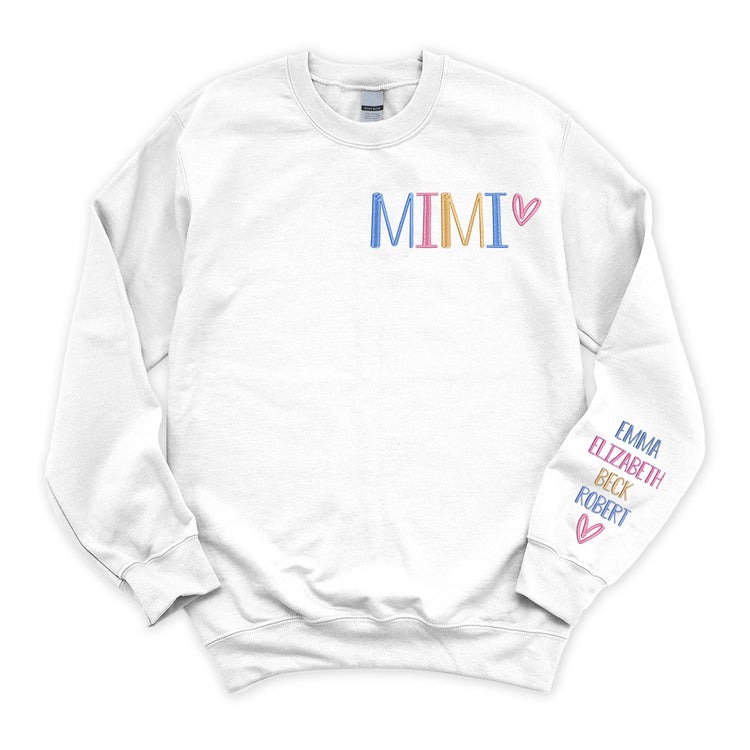 Personalized Nickname Grandma Embroidered Sweatshirt Custom Sweater Birthday Christmas Mother's Day Gift for Nana, Mimi, Mama, Mommy