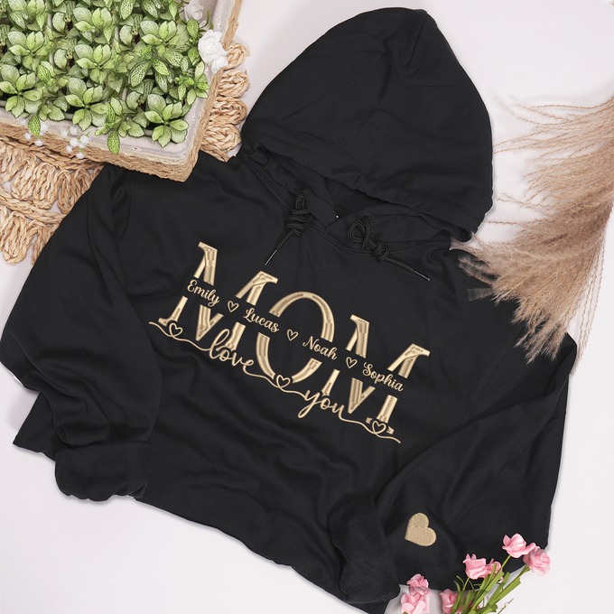 Embroidered Mom Hoodie shirt Mom Hoodie, Gift For Mom And Kids