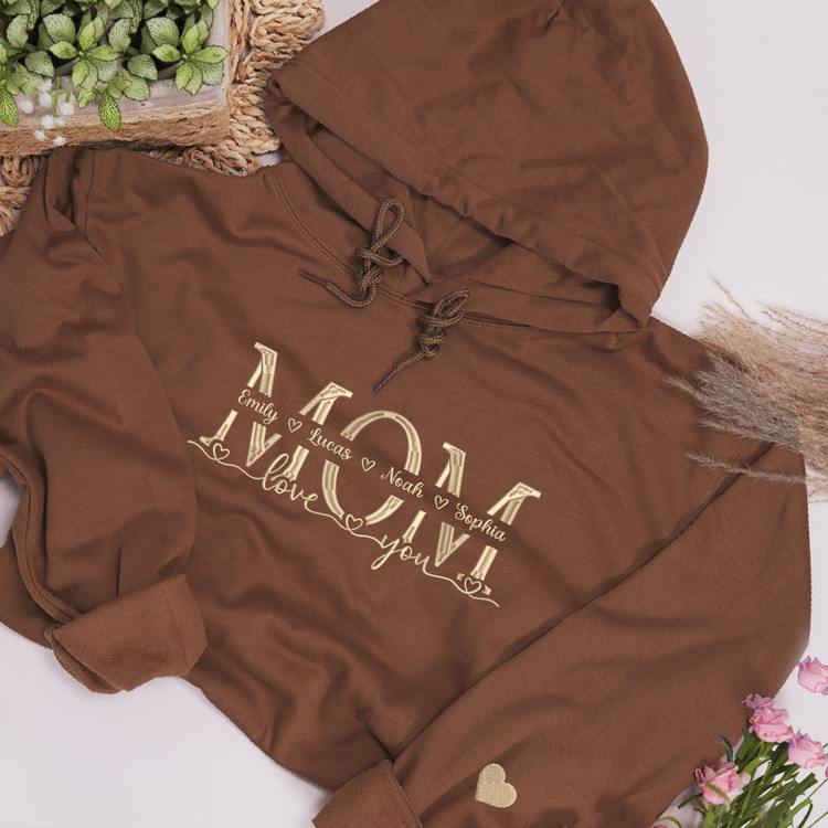 Embroidered Mom Hoodie shirt Mom Hoodie, Gift For Mom And Kids