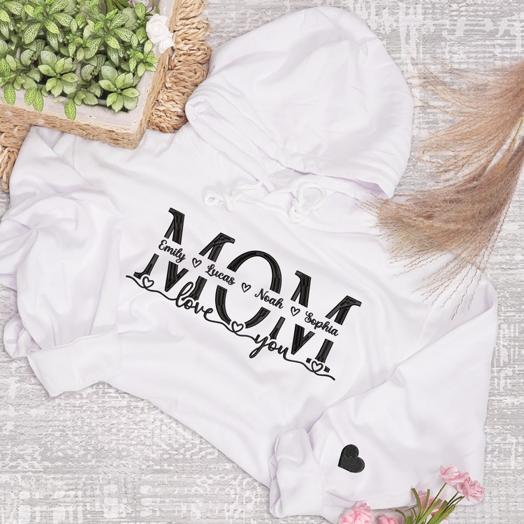 Embroidered Mom Hoodie shirt Mom Hoodie, Gift For Mom And Kids