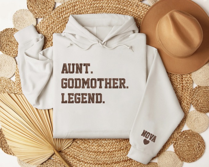 Personalized Embroidered Godmother Hoodieshirt-Godmom Embroidered Hoodieshirt