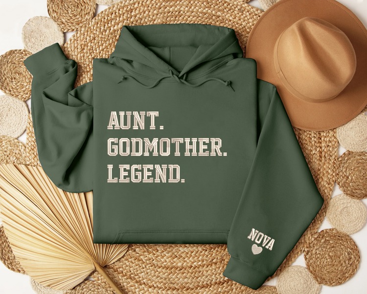 Personalized Embroidered Godmother Hoodieshirt-Godmom Embroidered Hoodieshirt