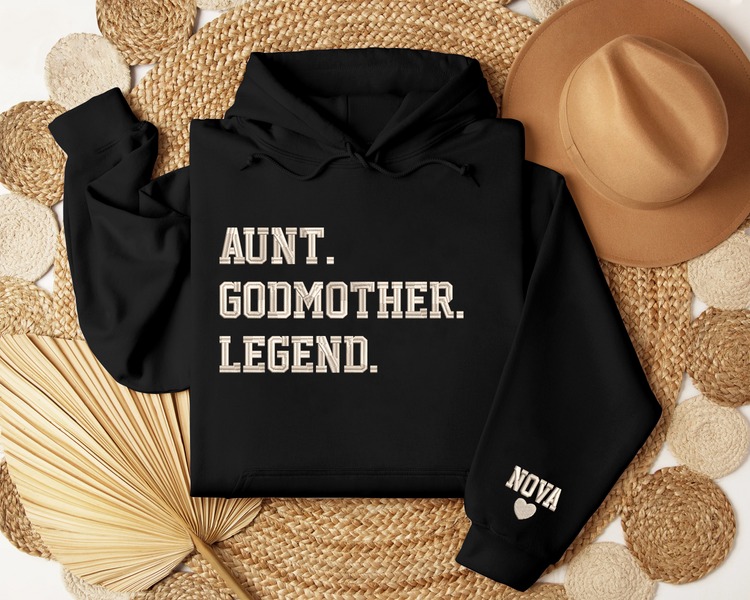 Personalized Embroidered Godmother Hoodieshirt-Godmom Embroidered Hoodieshirt