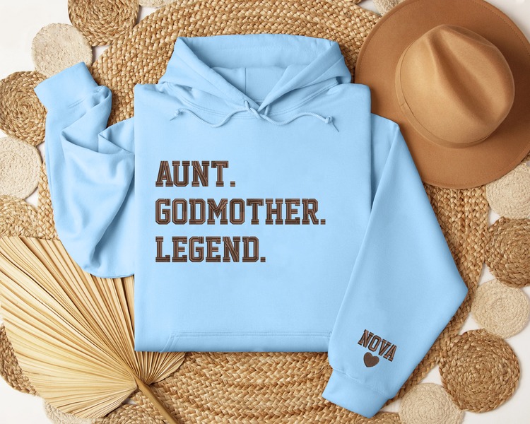 Personalized Embroidered Godmother Hoodieshirt-Godmom Embroidered Hoodieshirt