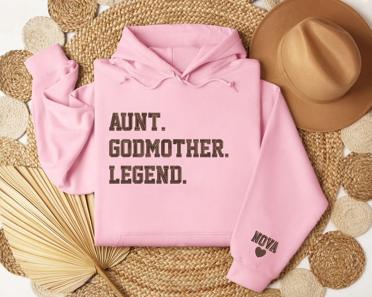 Personalized Embroidered Godmother Hoodieshirt-Godmom Embroidered Hoodieshirt