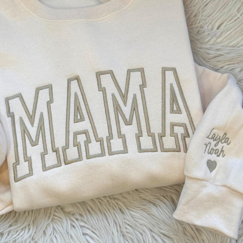 Custom Mama Embroidered Sweatshirt, Mama Sweatshirt, Personalized Mom Embroidered Sweatshirt, Pregnancy Announcement Mother's Day