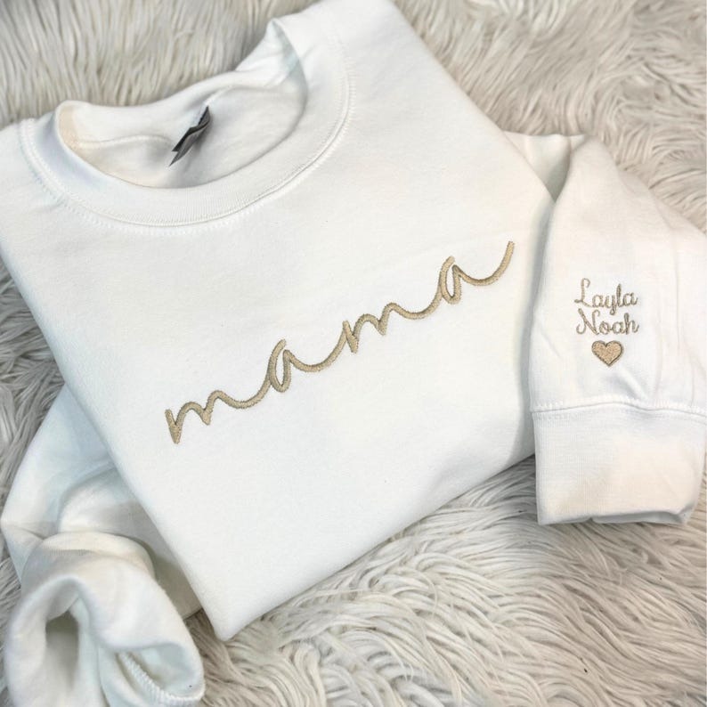 Custom Mama Embroidered Sweatshirt, Mama Sweatshirt, Personalized Mom Embroidered Sweatshirt, Pregnancy Announcement, Mother's day ideal Gift