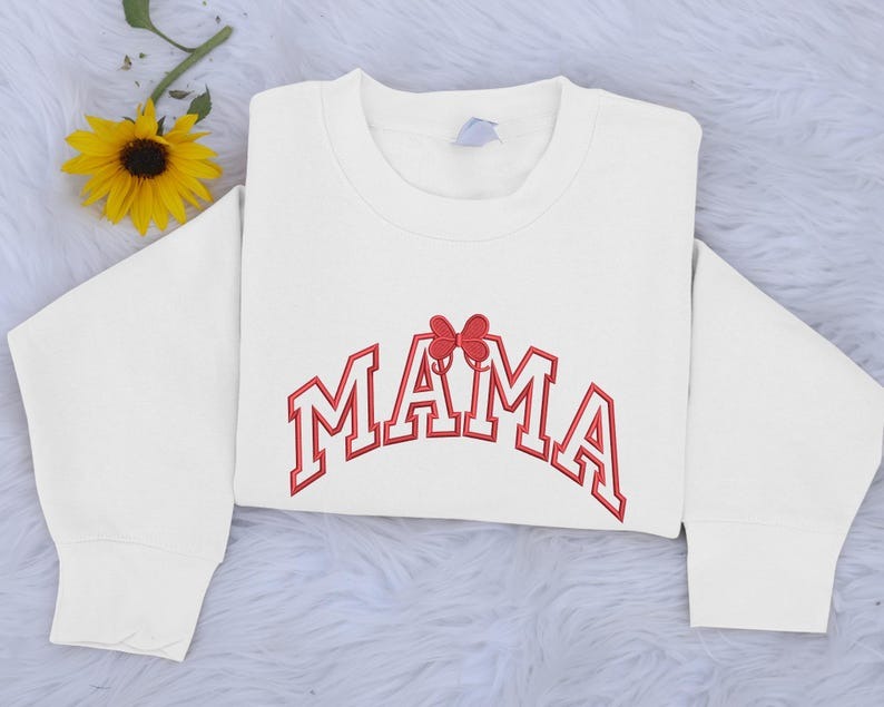 Mama Embroidered Sweatshirt, Personalised Mama Bow Sweatshirt, Cute Mama Ribbon Crewneck Sweater, Mother Day Gifts, Gift for Mom
